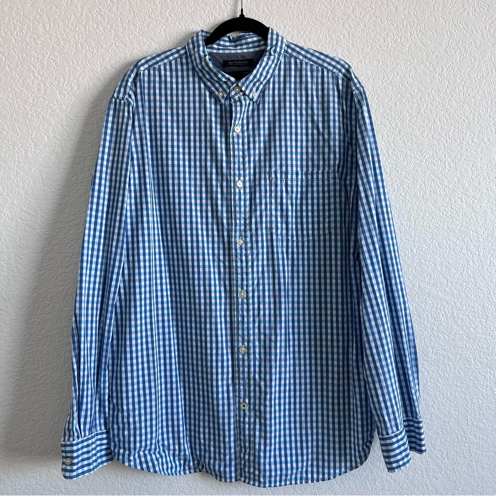Banana Republic | Camden Fit Button Down | Teal Gingham | Size XXL